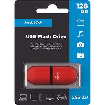 USB-флешка Maxvi 128GB red (FD128GBUSB20C10SF) 