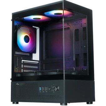  Корпус XASTRA Q300M 5ARGB-C6 Black (Q300M-5FC12A-C6) mATX/Aquarium/Screewless/ 5x120mm ARGB PWM FC fans/Argb+PWM Hub 6port 