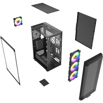  Корпус Powercase Mistral EA22 (CMAEA22-L4), Tempered Glass, 4x 120mm FRGB Fan, чёрный, ATX 