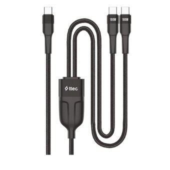  Кабель TTEC 2DK55S AlumiCable Duo USB-C To 2* USB-C Fast Charge 100W Cable, длина 150см черный 
