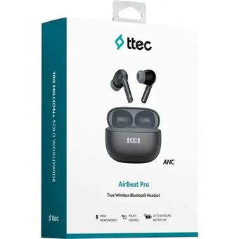  Наушники TTEC 2KM159S AirBeat Pro ANC LCD TWS Bluetooth Headset Black 
