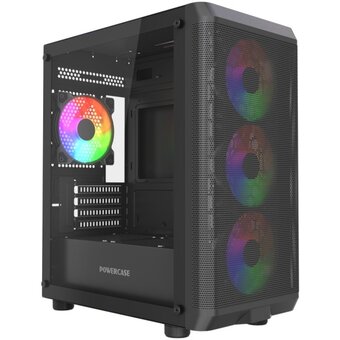  Корпус Powercase Mistral Micro EM22 (CMMEM22B-L4), Tempered Glass, 4x120mm FRGB fan, чёрный, mATX 