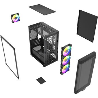  Корпус Powercase Mistral Micro EM22 (CMMEM22B-L4), Tempered Glass, 4x120mm FRGB fan, чёрный, mATX 