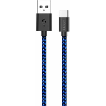  Дата-кабель PERO DC-04 Type-C, 3А, 1м, Blue-black Fast Charge 
