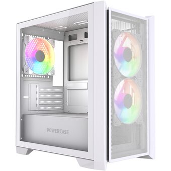  Корпус Powercase Alisio Micro Z3W ARGB V2 (CAMZW-A3-V2), Tempered Glass, 3x 120mm ARGB fan, белый, mATX 