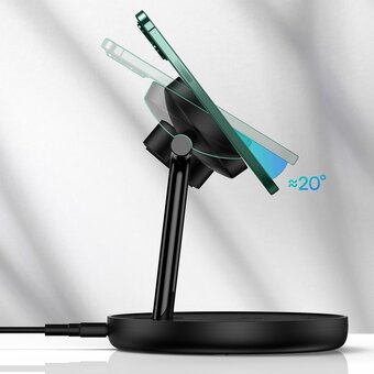  Зарядное устройство Baseus WXTE000101 Swan 3-in-1 Wireless Magnetic Charging Bracket 20W Black Universal version （ Include：USB For type-C 3A 1m） 