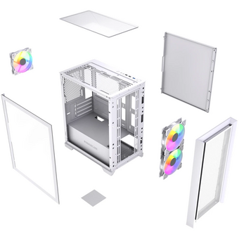  Корпус Powercase Alisio Micro Z3W ARGB V2 (CAMZW-A3-V2), Tempered Glass, 3x 120mm ARGB fan, белый, mATX 