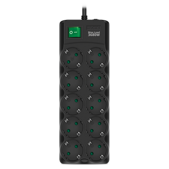  Сетевой фильтр SVEN SF-10E-16 5,0м (10 розеток с защитными шторками,16А) черный 