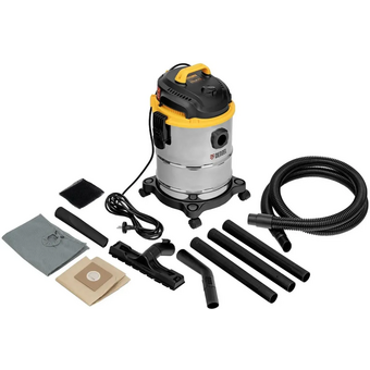  Строительный пылесос DENZEL SVC15 (28201) серебристый 