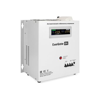  Стабилизатор напряжения Exegate Master AV-20000 EX291765RUS настенный 20000ВА, вход 140-260В, цветной дисплей, выход 220В±8%, КПД 98% 
