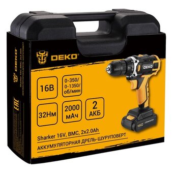  Аккумуляторная дрель-шуруповерт DEKO Sharker 16V (083-1108) 