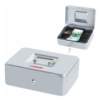  Ящик для денег BRAUBERG 291059 90х180х250мм, ключевой замок, серебристый 