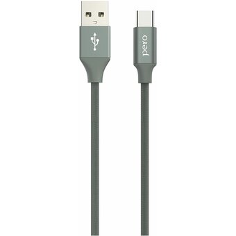  Дата-кабель PERO DC-02 Type-C, 2А, 1м серый 