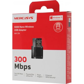  USB-адаптер Mercusys MA12N сверхкомпактный с поддержкой Wi-Fi N300 