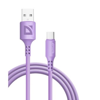  USB кабель DEFENDER F207 TypeC (87106VIO) 1м, 2.4А violet 