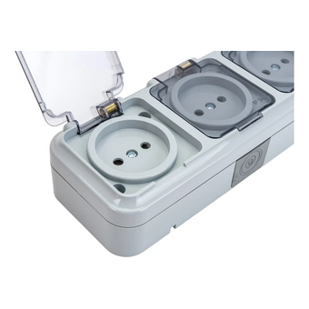  Розетка Bylectrica Пралеска Аква (РА16-0131(02)) 3-местная ОУ IP54, серый 