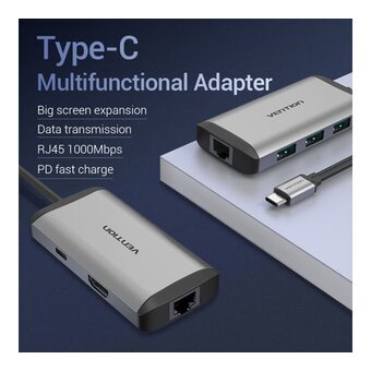  Мультифункциональный хаб Vention CNCHB USB Type C 6 в 1 