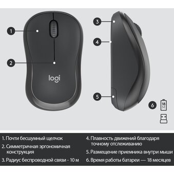  Клавиатура + мышь Logitech MK295 клав черный мышь черный USB беспроводная Multimedia (920-009813) 