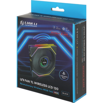  Вентилятор Lian-Li Uni Fan TL Wireless LCD 120 LCD Reverse ARGB (G99.12RTLLCD1W1B.R0) 120х124x28 черный 4-pin 31дБ Ret 