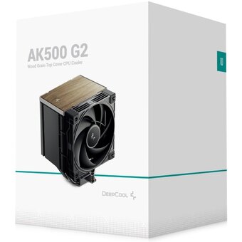  Кулер DEEPCOOL AK500 G2 LGA1851/1700/1200/115X/AM5/AM4 (TDP 240W, PWM, Fan 120mm, 5 тепл. трубок, Copper Base, Wood-grain top cover, черный) 