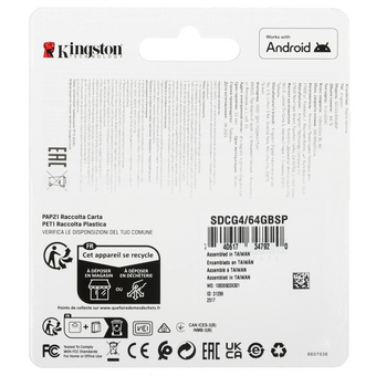  Карта памяти Kingston Canvas Go! Plus SDCG4/64GBSP microSDXC 64GB V30 A2 w/o adapter 