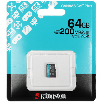  Карта памяти Kingston Canvas Go! Plus SDCG4/64GBSP microSDXC 64GB V30 A2 w/o adapter 