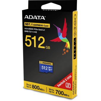  Карта памяти A-DATA UD512GEX3L1-C microSD 512GB Premier Extreme microSDXC SD7.1 Express card Class 10 UHS-I U3 V30S 800/700 MB/s 