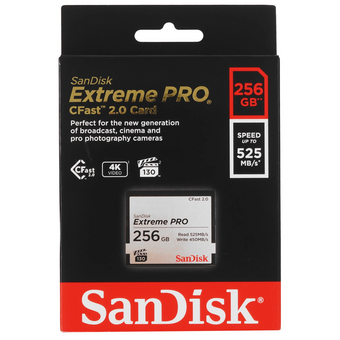  Карта памяти SanDisk Extreme Pro SDCFSP-256G-G46D, CFAST 2.0 256GB 525MB/s VPG130 черно-белый 