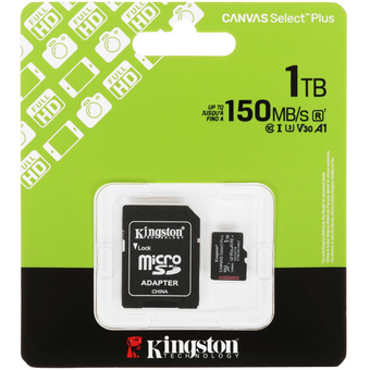  Карта памяти Kingston SDCS3/1TB microSDXC 1TB Canvas Select Plus + adapter 