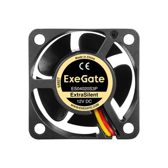  Вентилятор ExeGate ExtraSilent ES04020S3P EX297013RUS 12В DC (40x40x20 мм, Sleeve bearing (подшипник скольжения), 3pin, 6300RPM, 28dBA) 