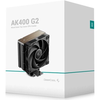  Кулер DEEPCOOL AK400 G2 LGA1851/1700/1200/115X/AM5/AM4 (TDP 220W, PWM, Fan 120mm, 4 тепл. трубки, Wood-grain top cover, черный) RET 