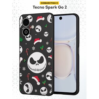  Силиконовый чехол DesignOnCase на Tecno Spark Go 2 (Техно спарк гоу 2) с принтом Новогодний, Джек, Тим Бертон 