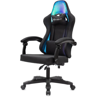  Кресло игровое KNIGHT Wolf RGB B ткань, черный 