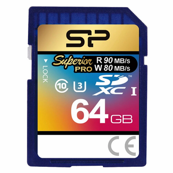  Карта памяти Silicon Power Superior Pro (SP064GBSDXCU3V10) SD 64GB SDXC Class 10 UHS-I U3 90/80 Mb/s 