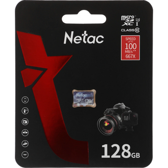  Карта памяти Netac P500 Ultra (NT02P500ULT-128G-S) microSDHC 128GB (без SD адаптера) 100MB/s 