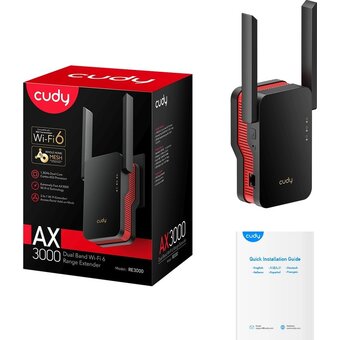  Усилитель сигнала Wi-Fi 6 Cudy RE3000 AX3000, 1 порт RJ45 10/100/1000Мбит/с, WPS 