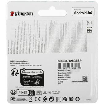  Карта памяти Kingston Canvas Go! Plus SDCG4/128GBSP microSDXC 128GB w/o adapter 