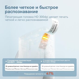  Термопринтер Niimbot D11 H blue (1746730) 300dpi 60мм/с/USB/BT для печ.этик. голубой 