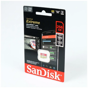  Карта памяти SanDisk Extreme SDSQXAV-256G-GN6XN microSDXC 256GB Class 10, UHS-I, W130, R 190 МБ/с 