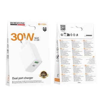  СЗУ BOROFONE BA108A Stellar PD30W+QC3.0 белый 