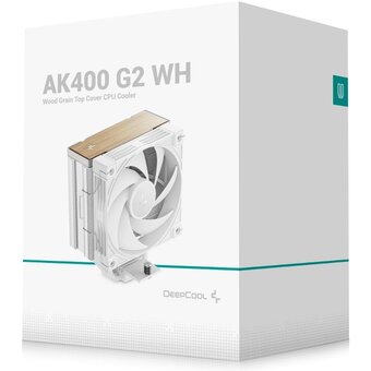  Кулер DEEPCOOL AK400 G2 WH LGA1851/1700/1200/115X/AM5/AM4 (TDP 220W, PWM, Fan 120mm, 4 тепл. трубки, Wood-grain top cover, белый) RET 