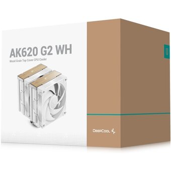  Кулер DEEPCOOL AK620 G2 WH LGA1851/1700/1200/115X/AM5/AM4 (TDP 260W, PWM, Dual Fan 120mm, 6 тепл. трубок, Copper Base, Wood-grain top cover) 