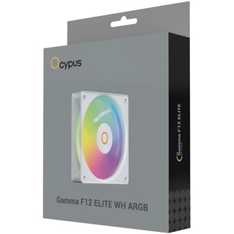  Вентилятор Ocypus Gamma F12 Elite WH ARGB, 120x120x25mm, 4-Pin PWM, 600-1800 RPM, 26 DBA Max, Hydro Bearing 