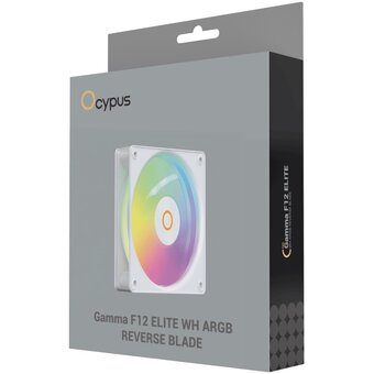 Вентилятор Ocypus Gamma F12 Elite WH ARGB Reverse Blade, 120x120x25mm, 4-Pin PWM, 600-1800 RPM, 26 DBA Max, Hydro Bearing 