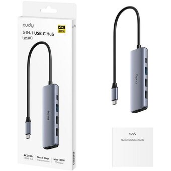  Концентратор Cudy UH405 USB-C 5 в 1 с портом HDMI (4K) 