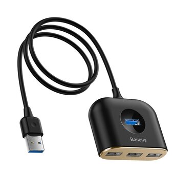  USB-HUB Baseus Square round 4 в 1 (USB3.0 TO USB 3.0x1+USB 2.0x3) 1м чёрный 