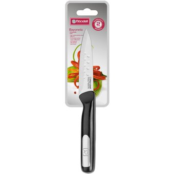  Нож кухонный Rondell Bayoneta RD-1573 стальной универсальный для овощей лезв.90мм прямая заточка черный блистер 