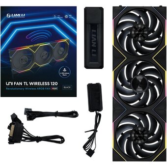  Вентилятор Lian-Li Uni Fan TL Wireless 120 ARGB (G99.12TL1W3B.R0) 120х120x28 черный 4-pin 33дБ (упак.:3шт) Ret 