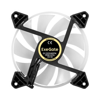  Вентилятор Exegate EX12025HM3PM.FRGB.5CSU (EX295966RUS) 12В DC с подсветкой (120x120x25 мм, Hydraulic bearing (гидродинамический), 3pin+Molex) 