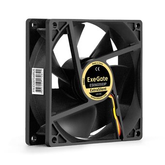  Вентилятор ExeGate ExtraSilent ES09225S3P EX297049RUS 12В DC (92x92x25 мм, Sleeve bearing (подшипник скольжения), 3pin, 2000RPM, 25dBA) 